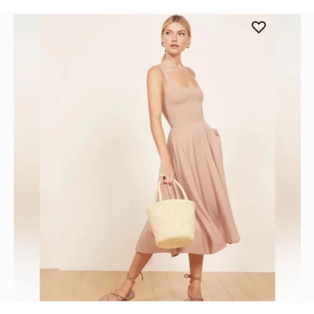Reformation Womens Mary Midi Dress Small Sleeveless pink Pockets Plush Pink
